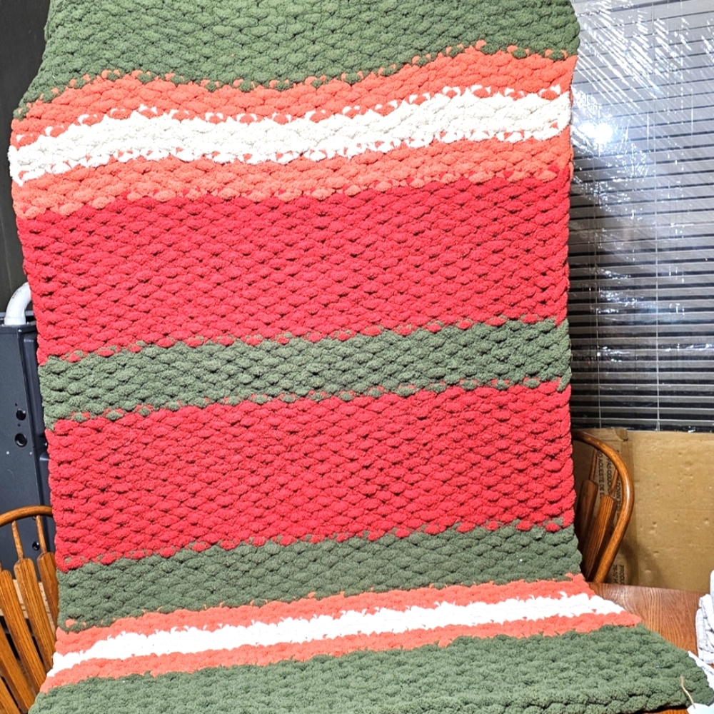 Handknit chunky blanket